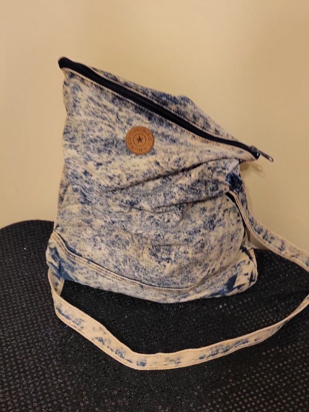 Casual Blue White Canvas Crossbody Bag - Unbranded